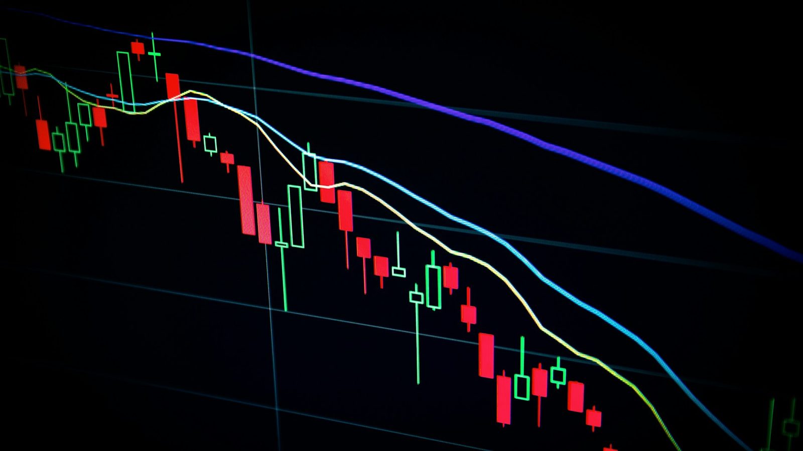 Downward market chart on a trading screen